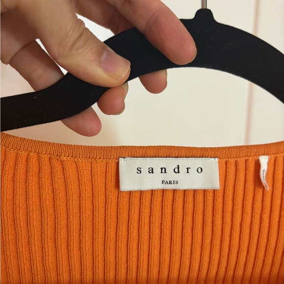 Sandro Orange Ribbed Button-Down Shirt - Picture 2 of 3